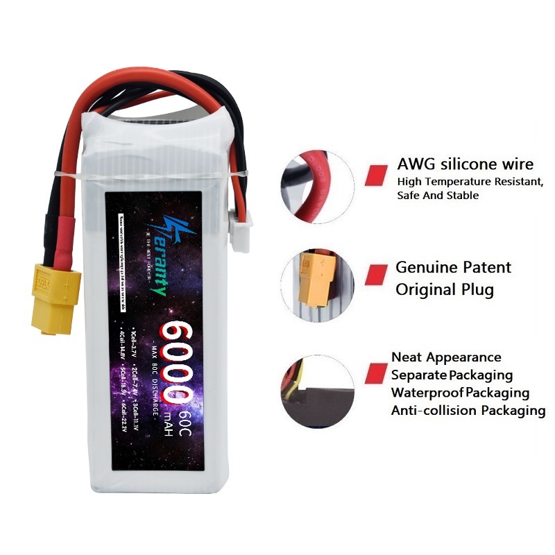 6000mAh Lipo 14.8V Battery 4S  - đánh giá và giá 4S Lipo Battery 14.8V 6000Mah