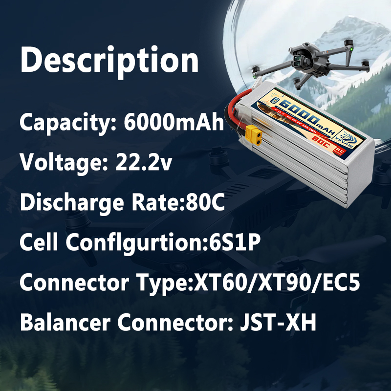 VSVAW 6S Lipo Battery 6000mAh  - đánh giá và giá 6S Lipo Battery 22.2V 5000Mah